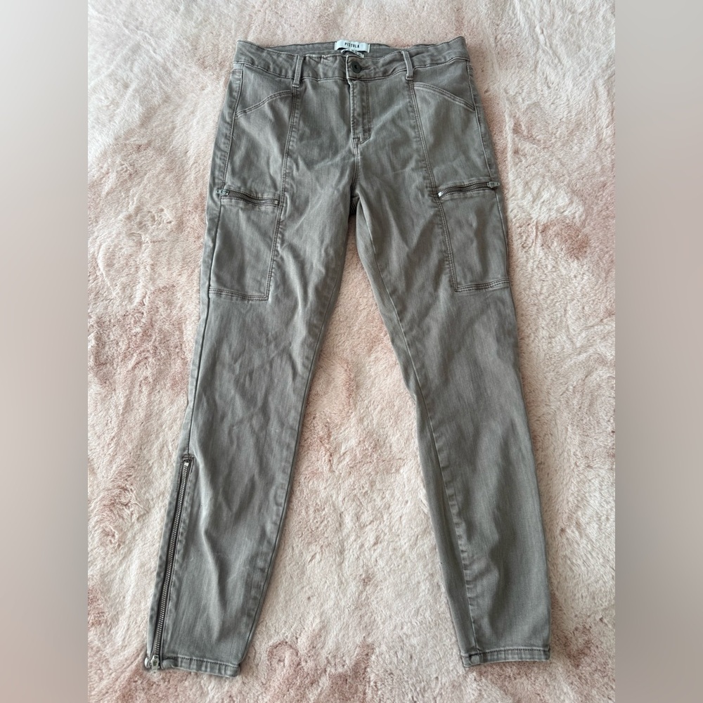 Pistola Topanga Cargo Gray Denim Utility Skinny Jeans Size 30